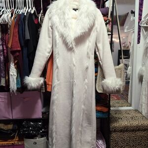 Bebe White Faux Fur Penny Lane Coat / Jacket Y2k Vintage